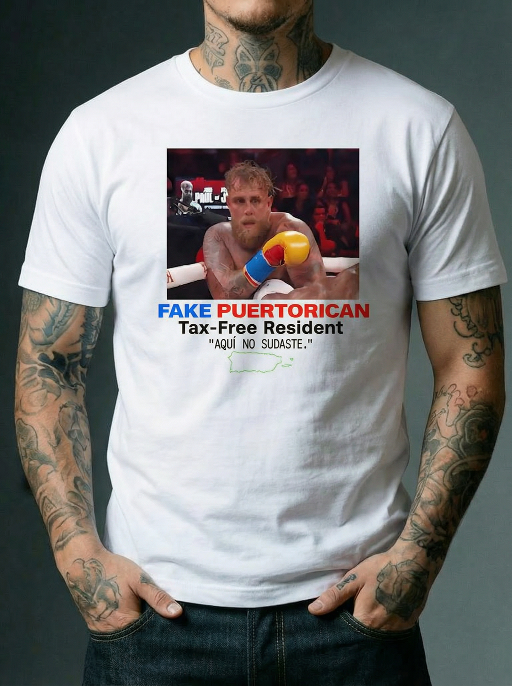 Fake Puerto Rican – Tax Free Resident Graphic T-Shirt