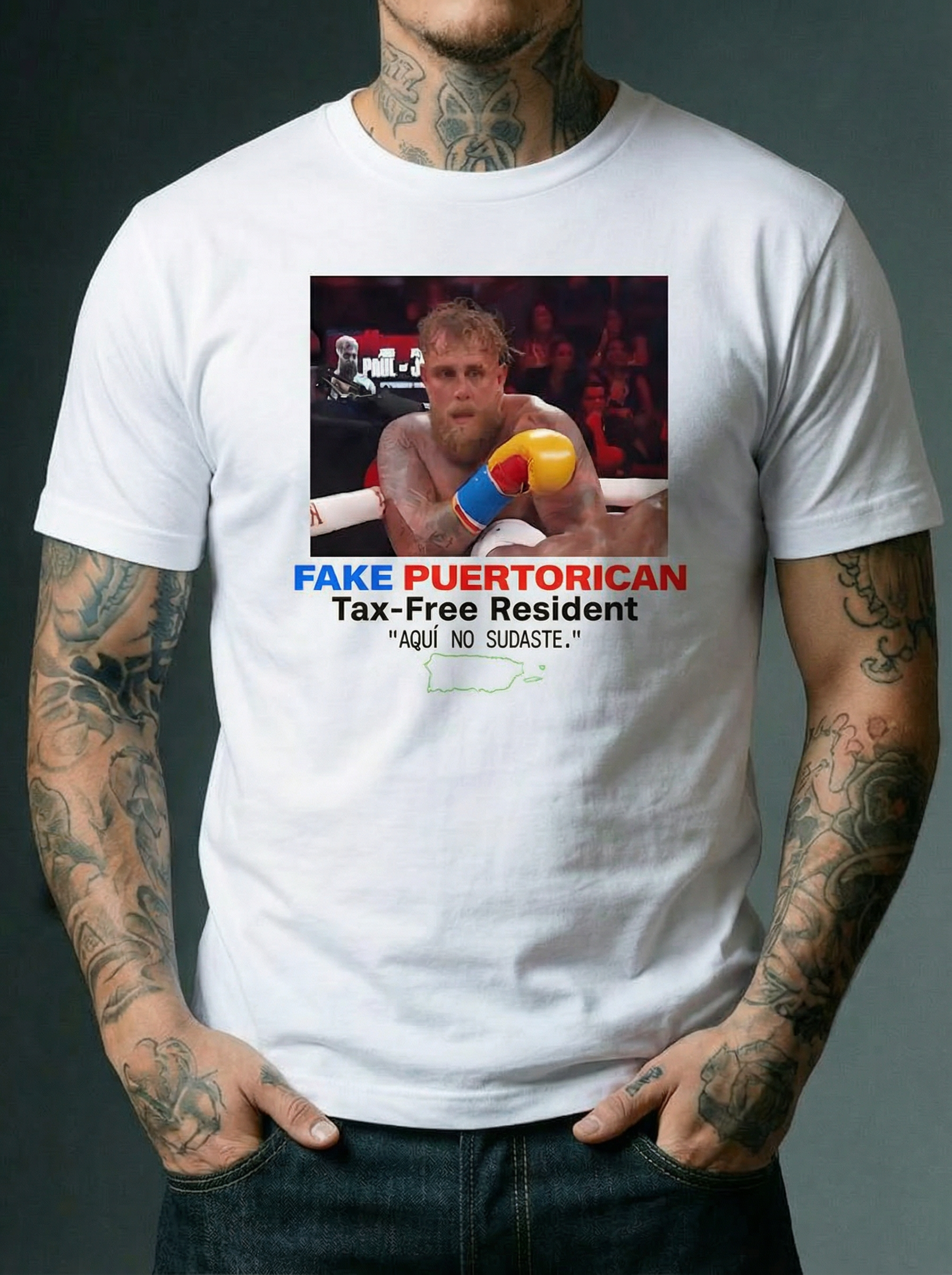 Fake Puerto Rican – Tax Free Resident Graphic T-Shirt